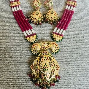 Hyderabadi jadau navratan necklace set
